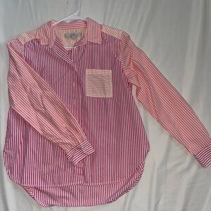 Loft - S Pink, Orange, & White Striped Button-Up Shirt